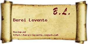 Berei Levente névjegykártya